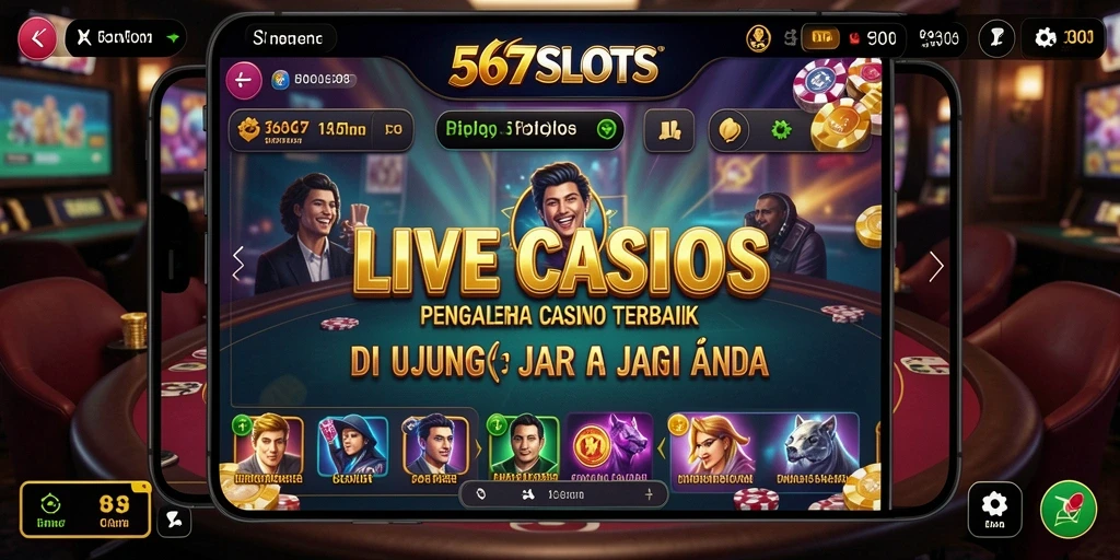 Tangkapan layar gameplay 567SLOTS dengan dealer langsung yang profesional.