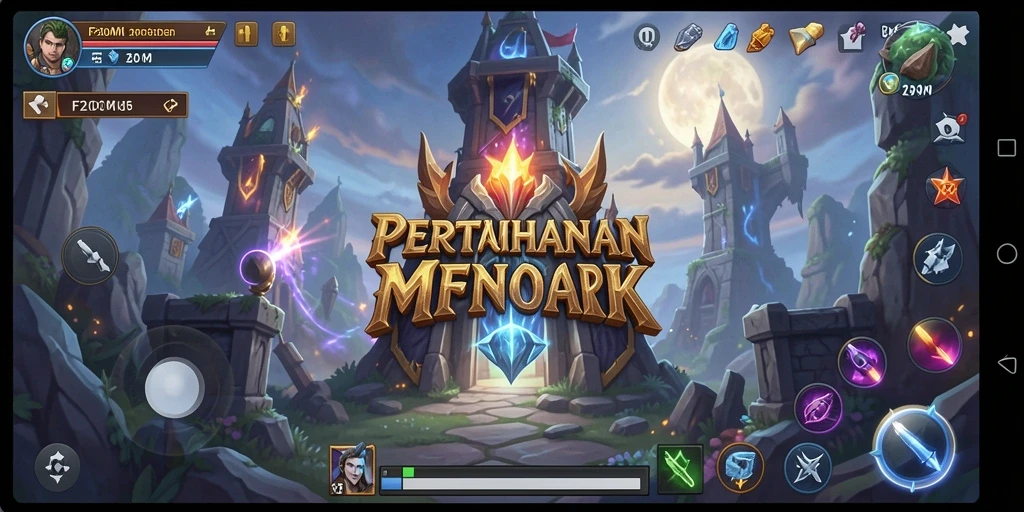 Screenshot menampilkan gameplay strategis F200M di Tower Defense.