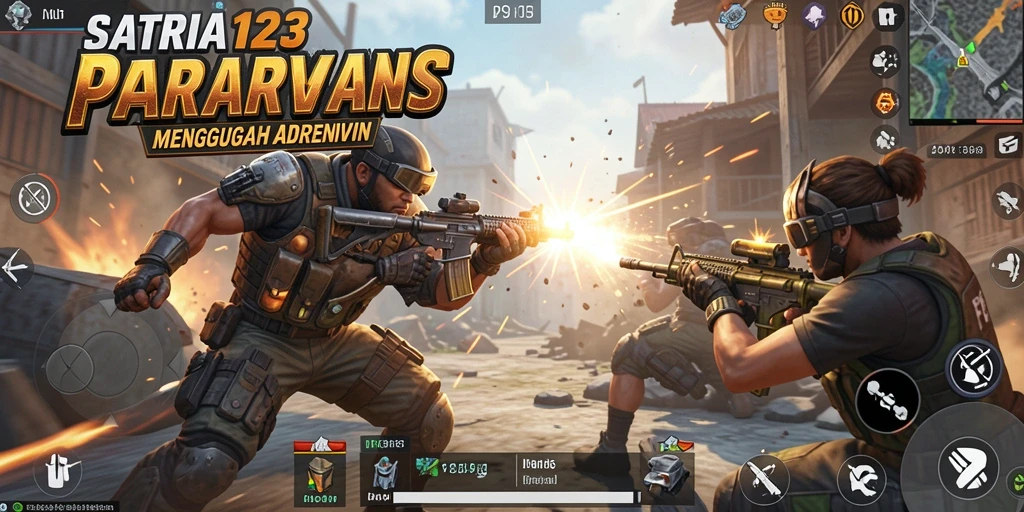 Screenshot gameplay SATRIA123 menampilkan aksi tembak-menembak yang mendebarkan.