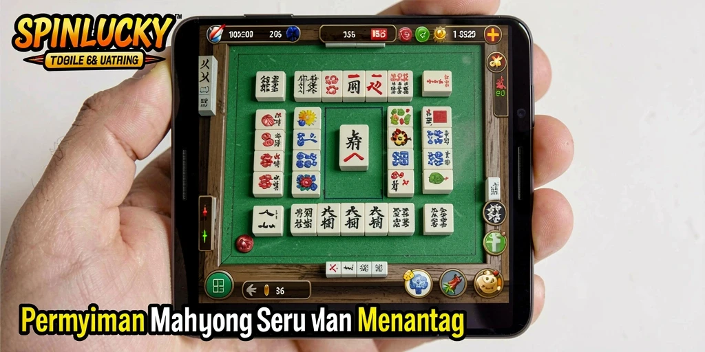 Tampilan gameplay SPINLUCKY dalam suasana Mahjong yang menantang.