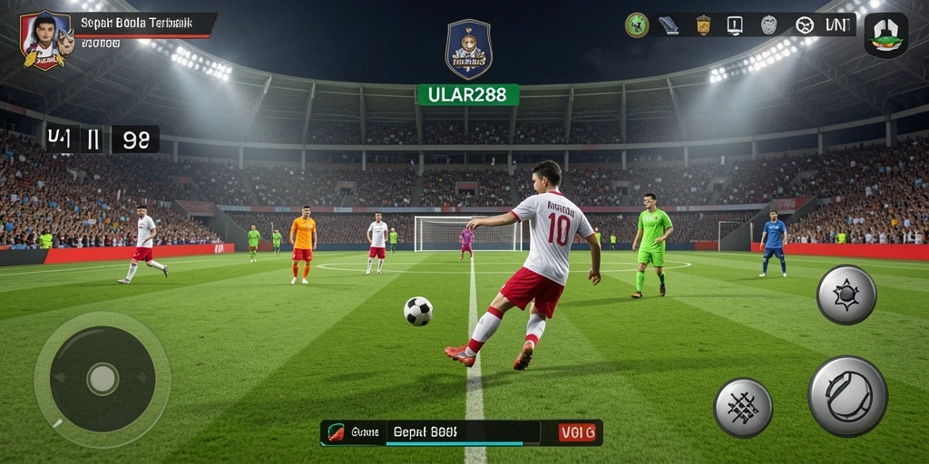 Screenshot utama ULAR288 menampilkan gameplay sepak bola yang mendebarkan.
