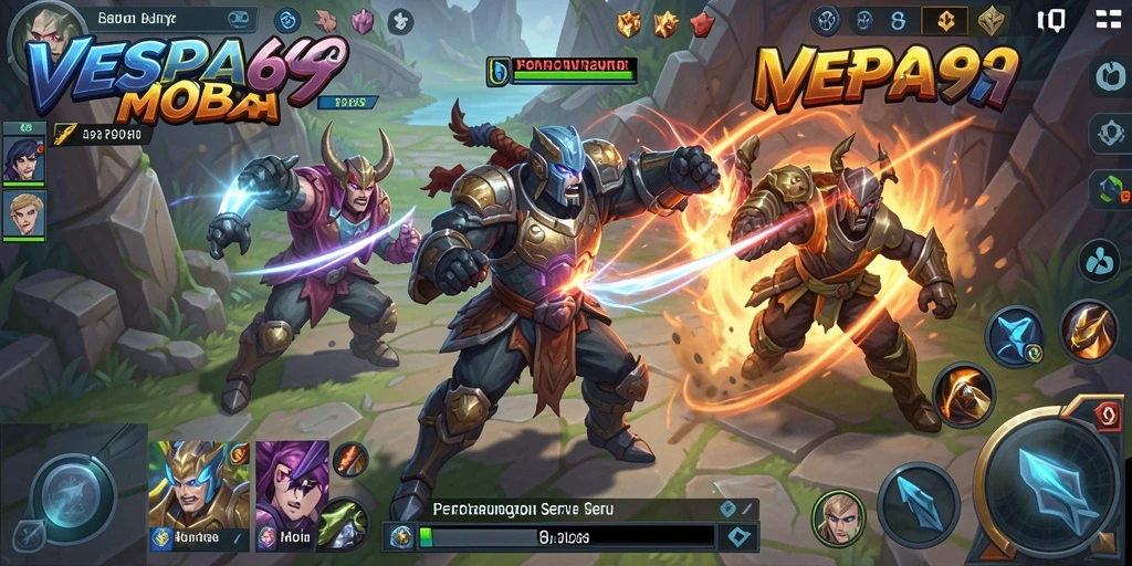 Screenshot VESPA69 menampilkan aksi seru di arena MOBA.